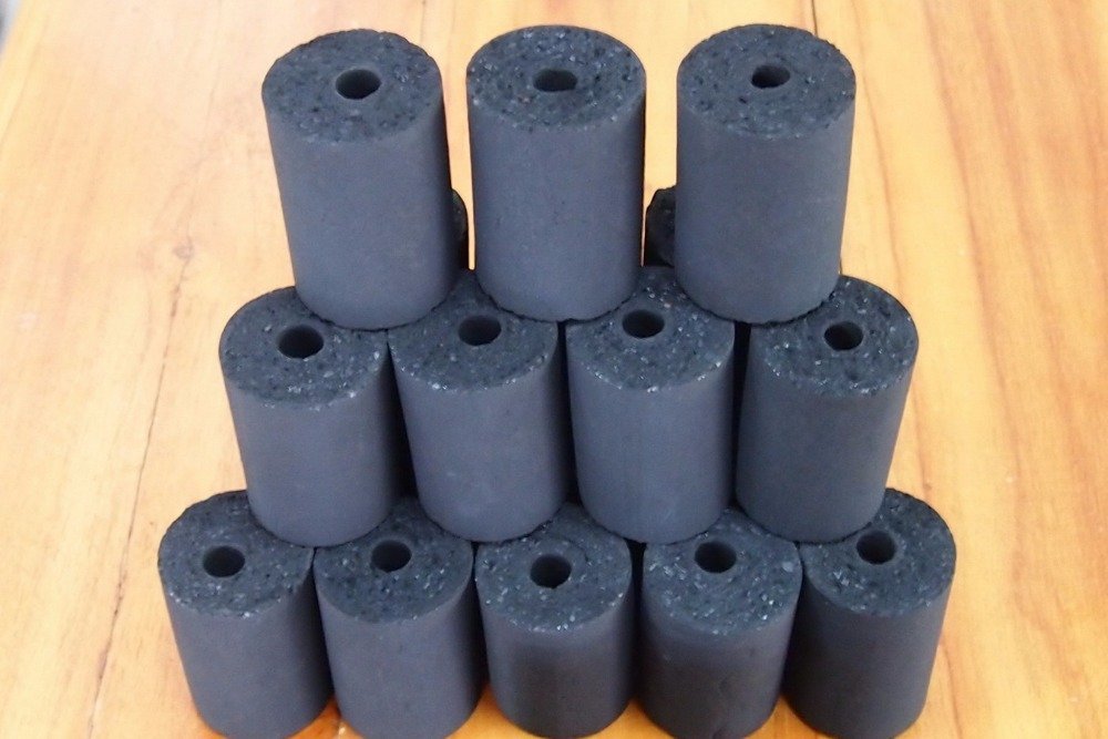 Finished cylindrical biomass briquettes